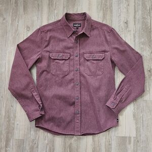 American Giant Mens Maroon Thick Button Down Shirt Small